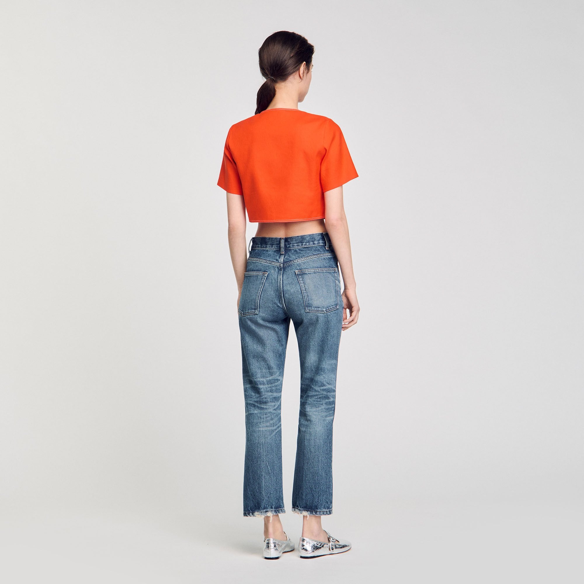 Crop top with cutout design Orange Sandro Women