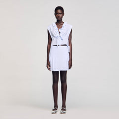 Striped crop top Ciel / Blanc Sandro Women