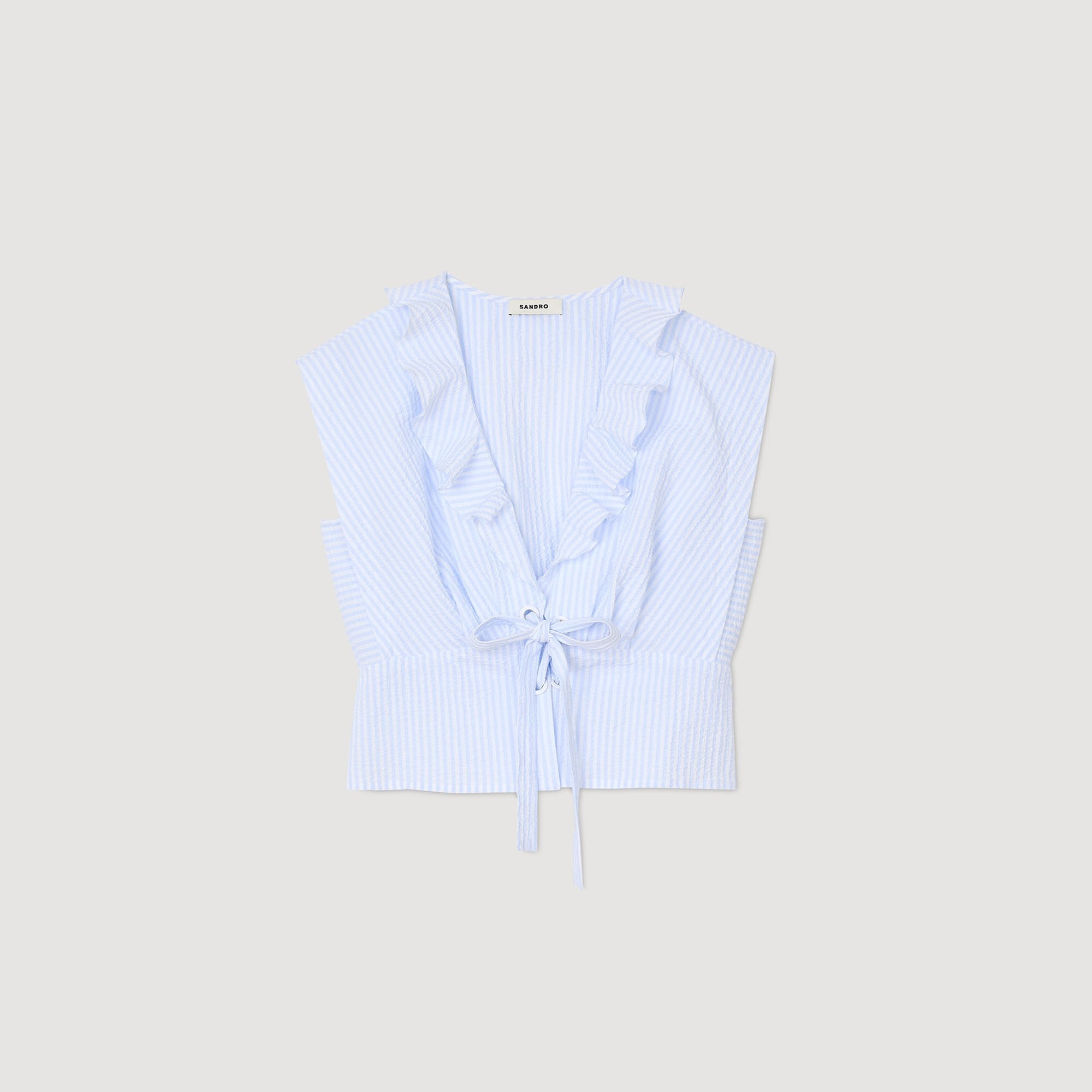 Striped crop top Ciel / Blanc Sandro Women