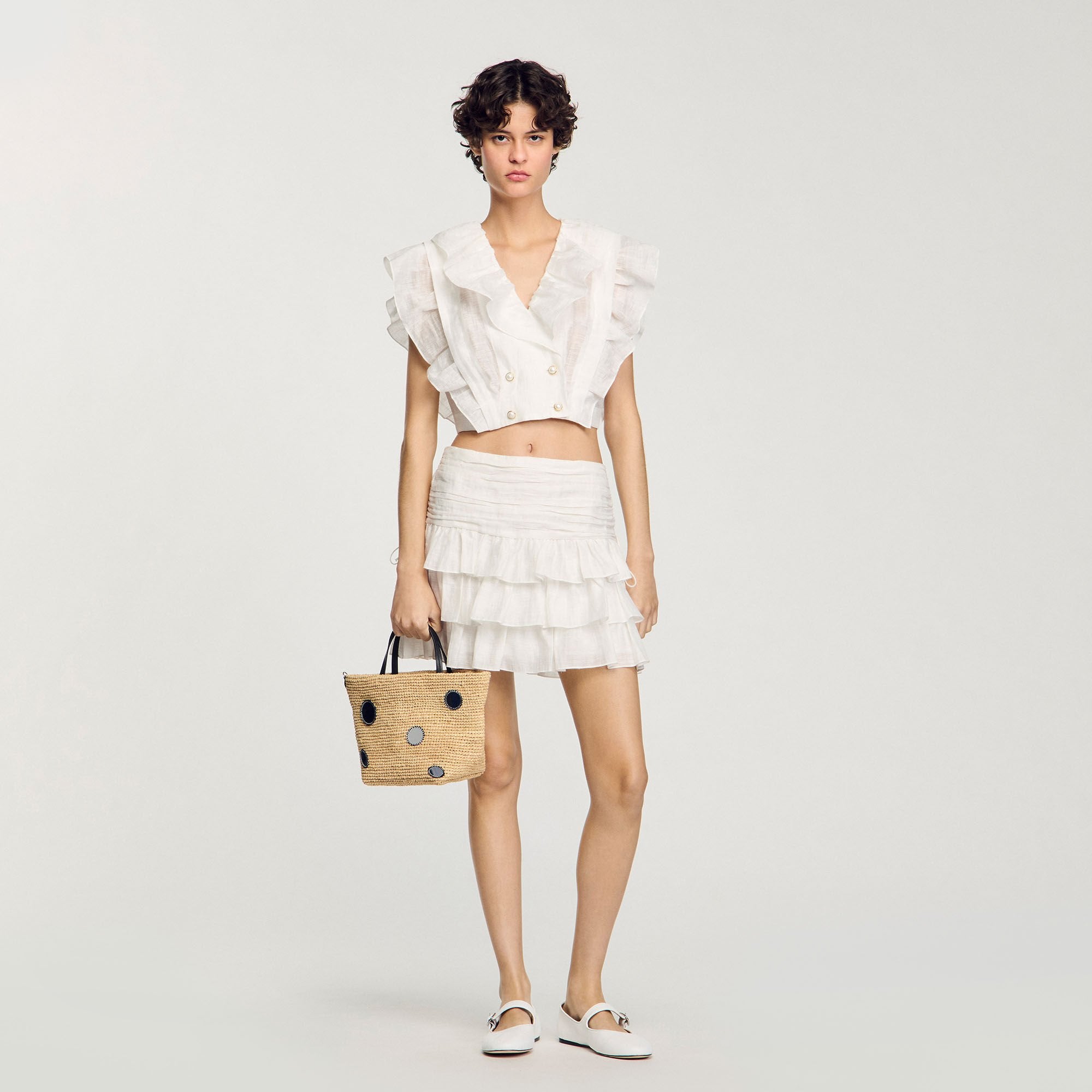 Ruffled crop top White Sandro Women