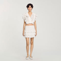 Ruffled crop top White Sandro Women