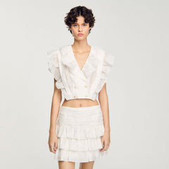 Ruffled crop top White Sandro Women