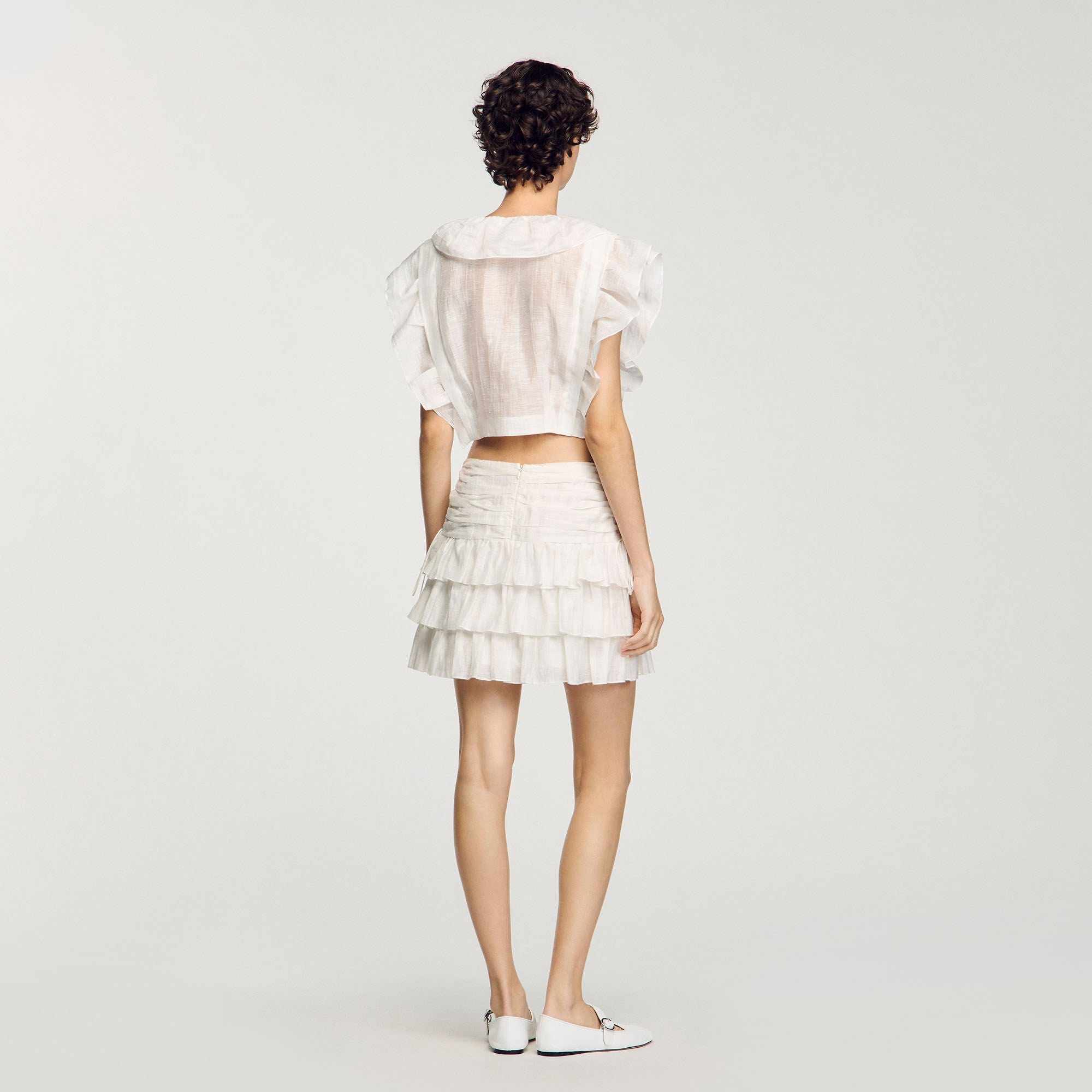 Ruffled crop top White Sandro Women