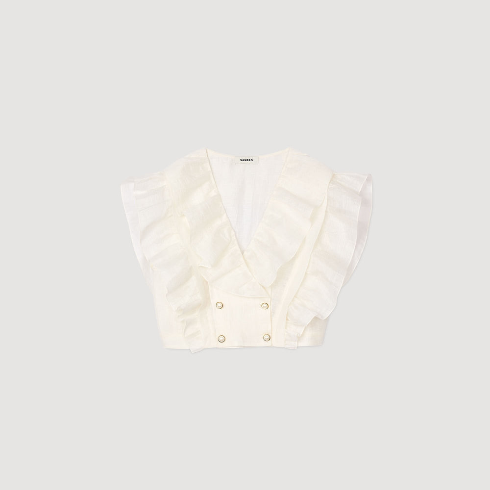 Ruffled crop top White Sandro Women