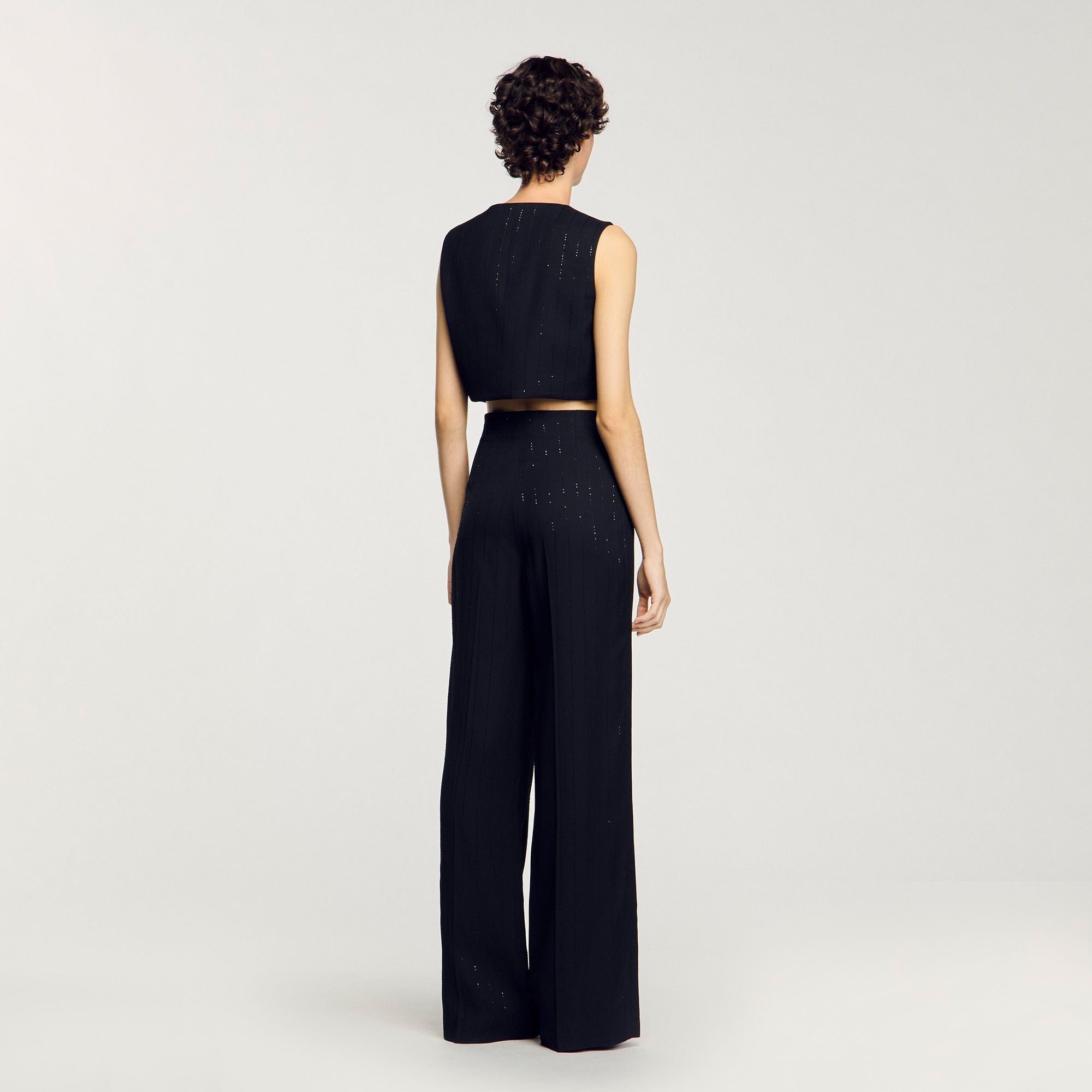 Sequin cropped jacket Black Sandro Women