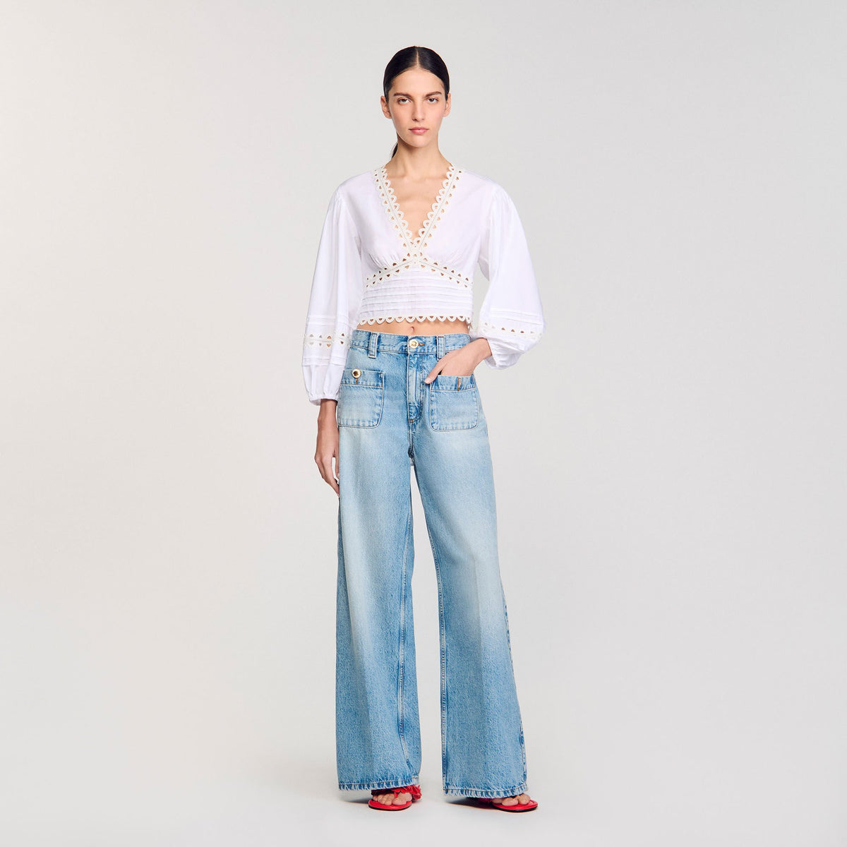 Poplin crop top White Sandro Women