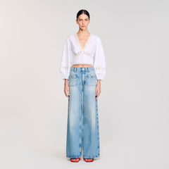 Poplin crop top White Sandro Women