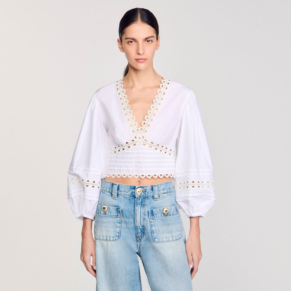 Poplin crop top White Sandro Women