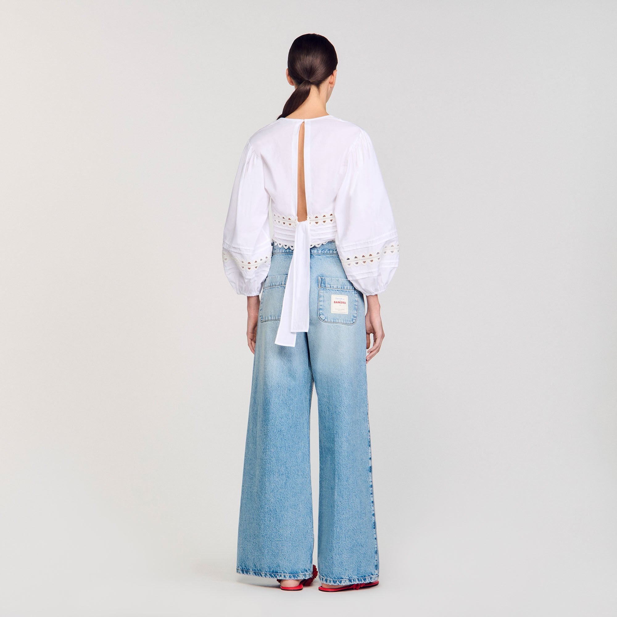 Poplin crop top White Sandro Women