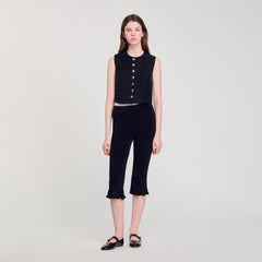 Pleated crop top Black Sandro Women