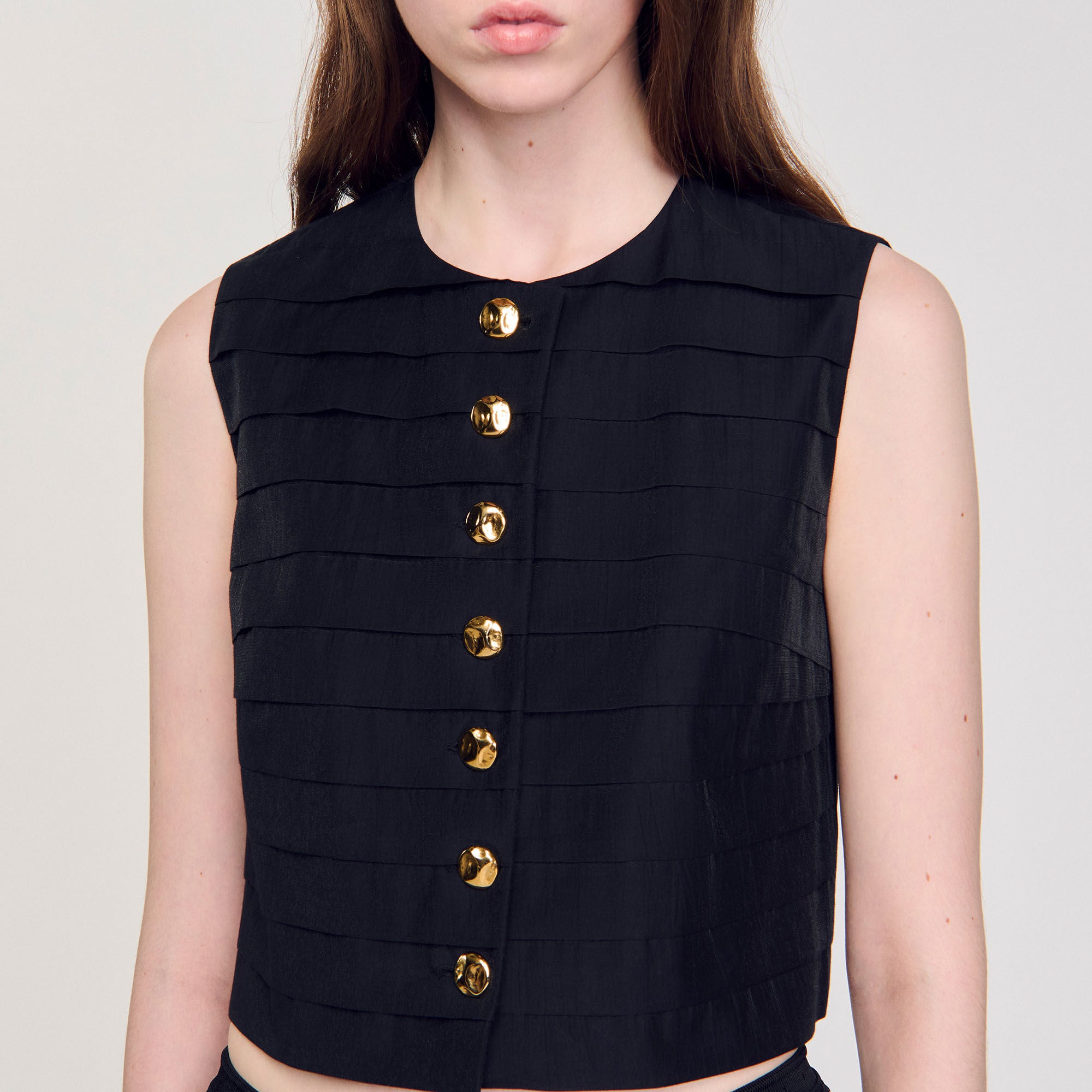 Pleated crop top Black Sandro Women