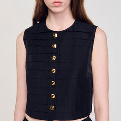 Pleated crop top Black Sandro Women