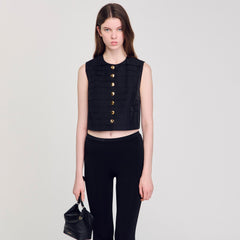 Pleated crop top Black Sandro Women