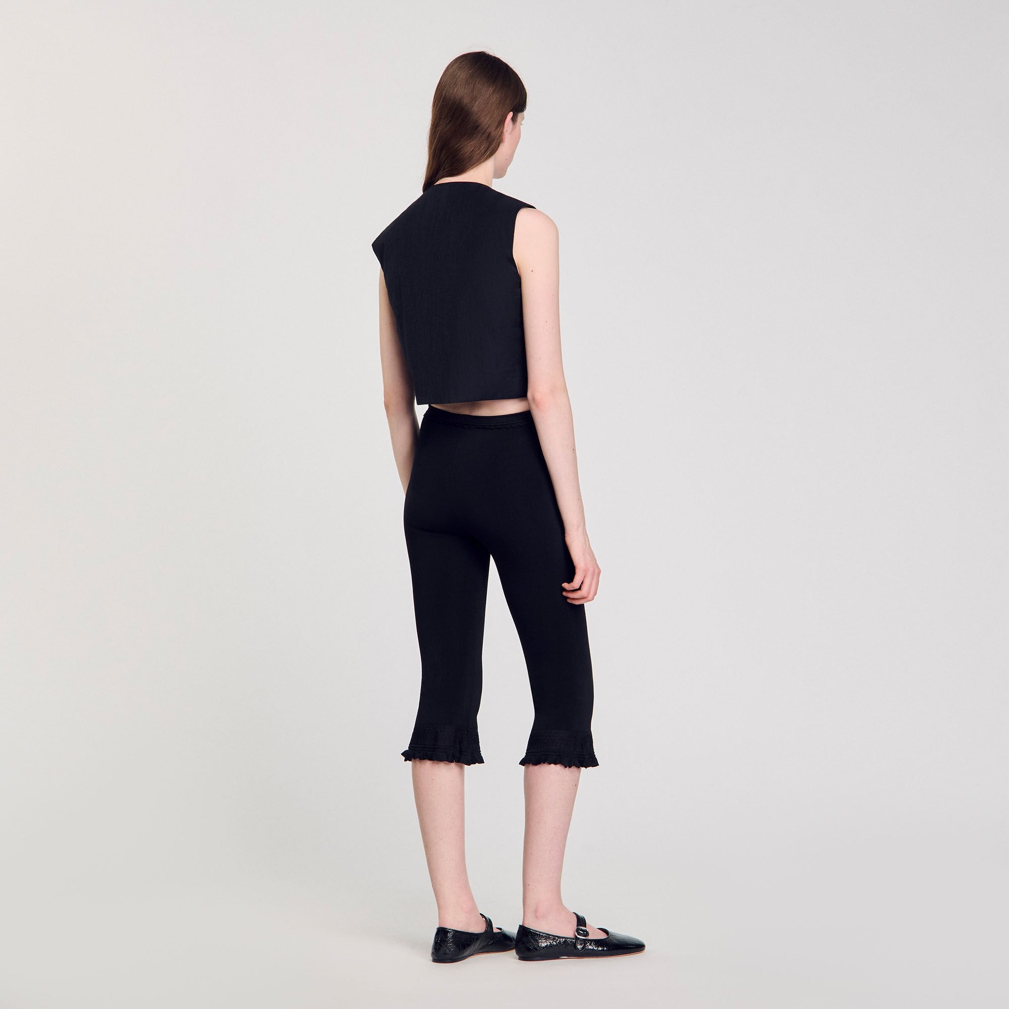Pleated crop top Black Sandro Women