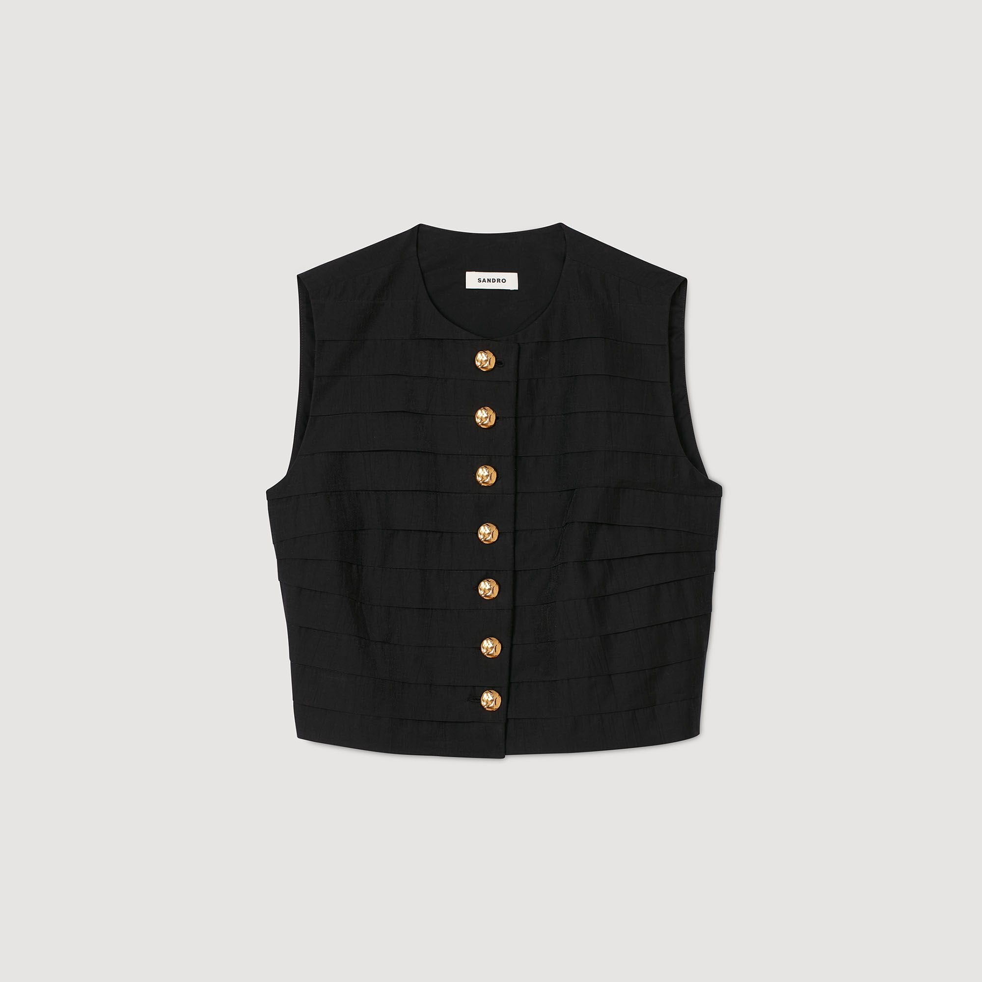 Pleated crop top Black Sandro Women