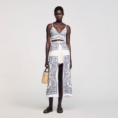 Bandana print crop top White / Blue Sandro Women