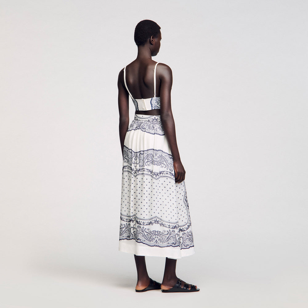 Bandana print crop top White / Blue Sandro Women