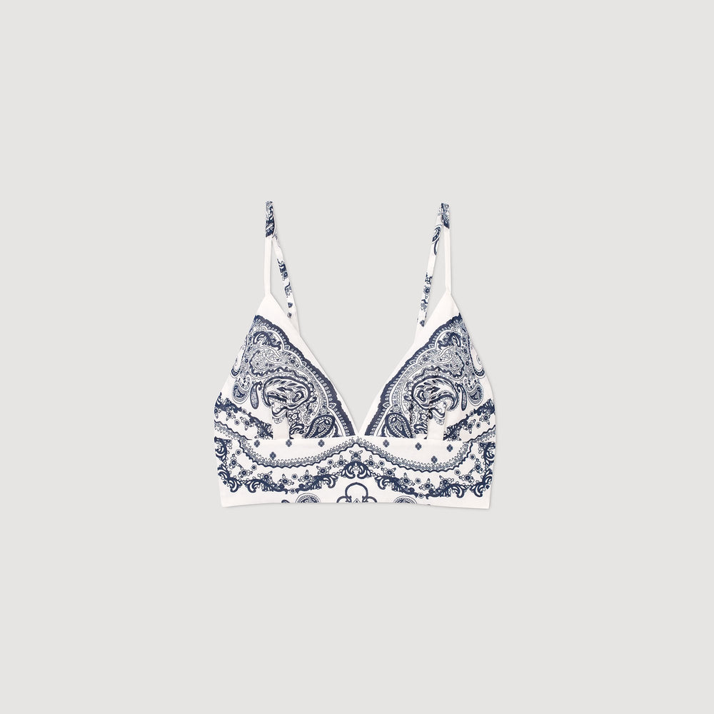 Bandana print crop top White / Blue Sandro Women
