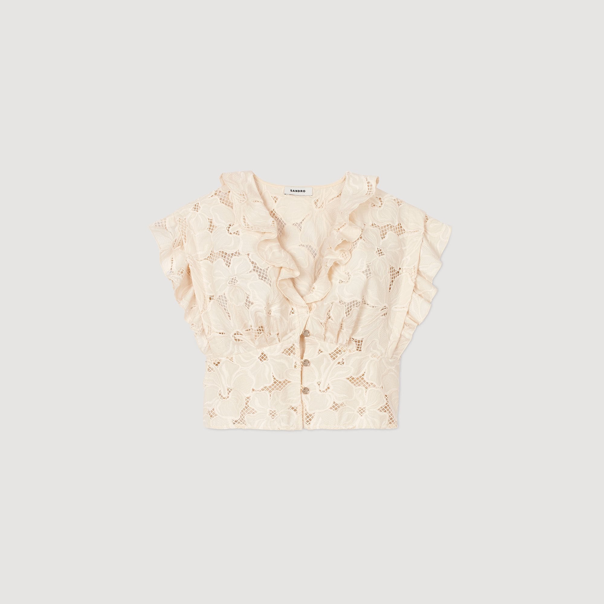Embroidered crop top Ecru Sandro Women