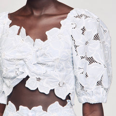 Guipure lace top Sky Blue Sandro Women