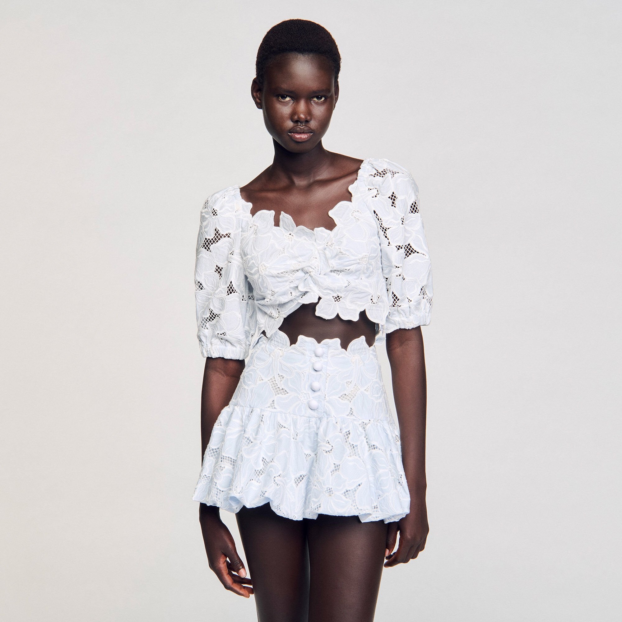 Guipure lace top Sky Blue Sandro Women