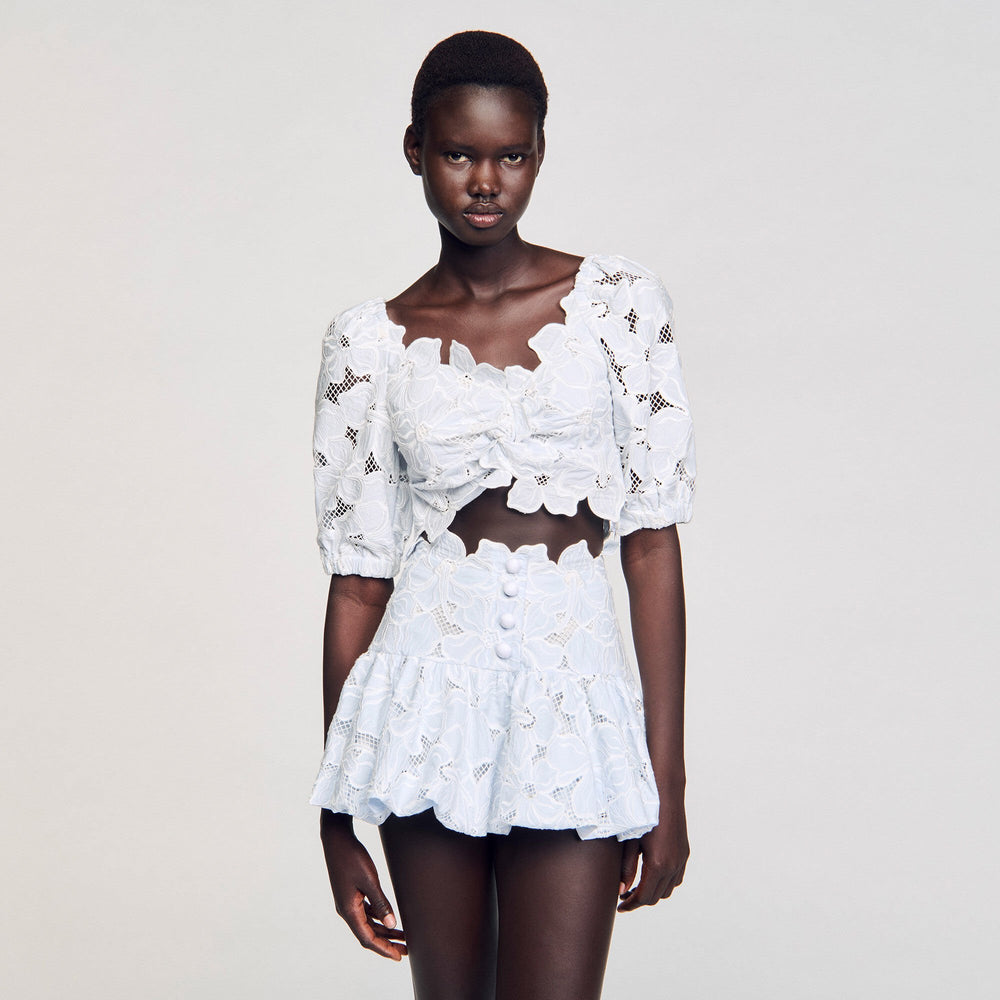 Guipure lace top Sky Blue Sandro Women
