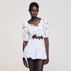 Guipure lace top Sky Blue Sandro Women
