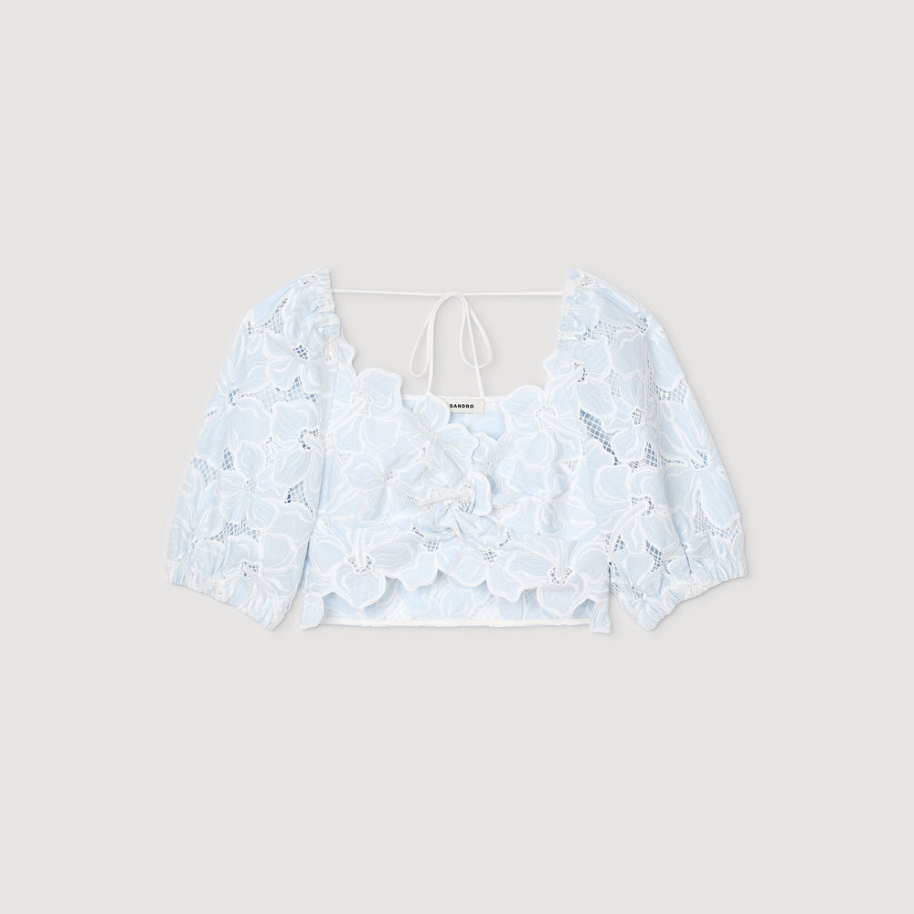 Guipure lace top Sky Blue Sandro Women