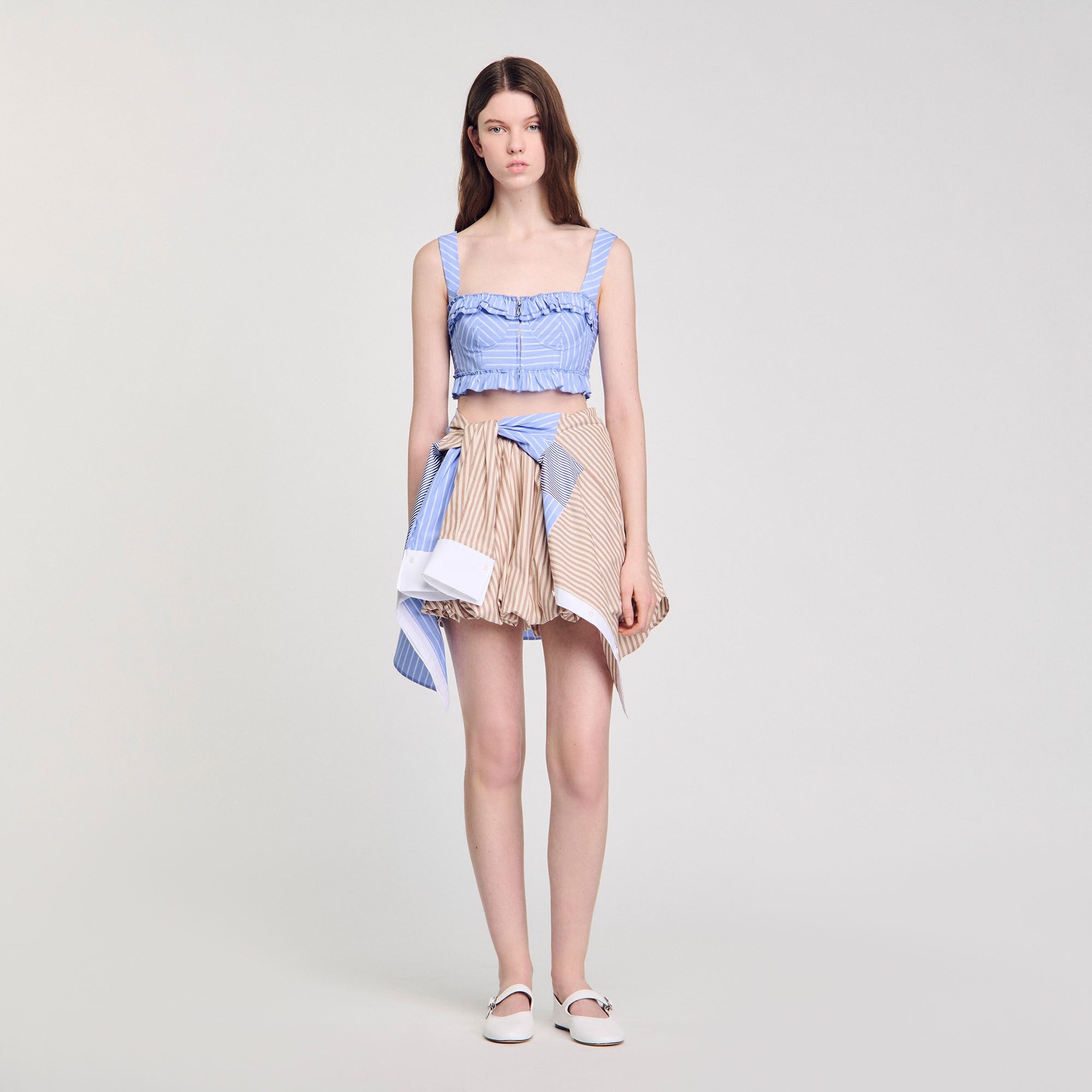 Striped crop top Blu / White Sandro Women