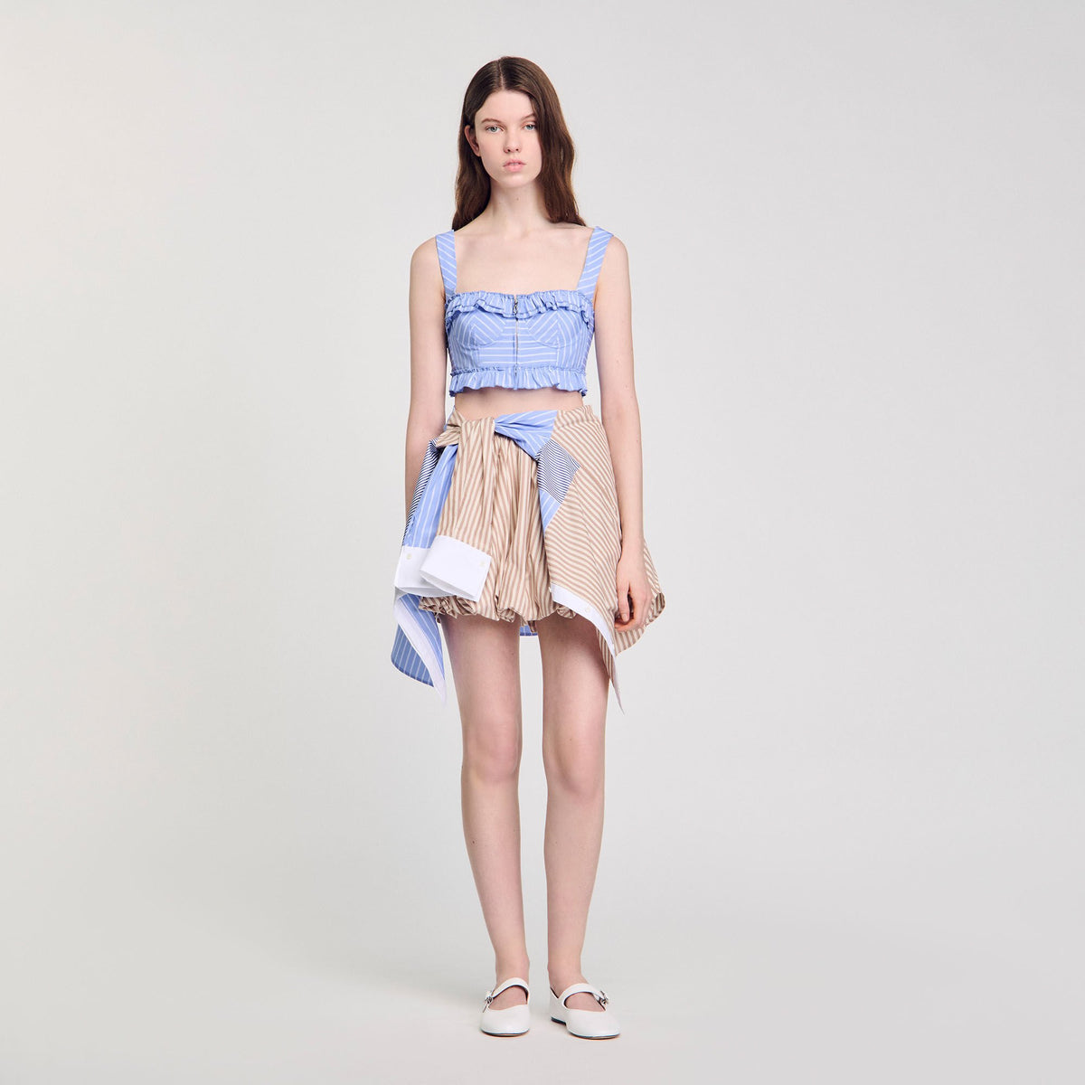 Striped crop top Blu / White Sandro Women