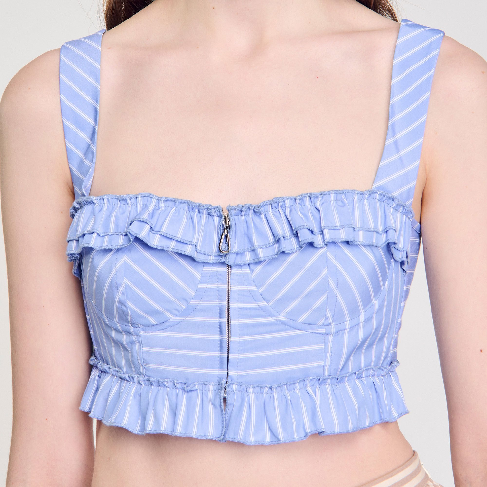 Striped crop top Blu / White Sandro Women