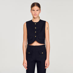 Buttoned crop top Black Sandro Women