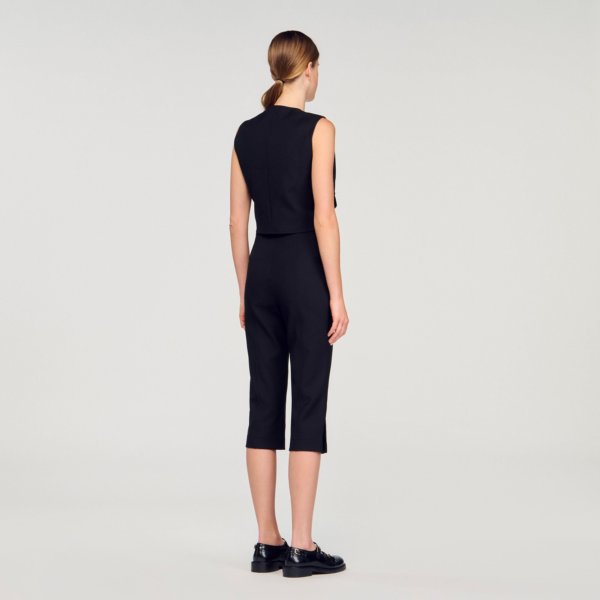 Buttoned crop top Black Sandro Women