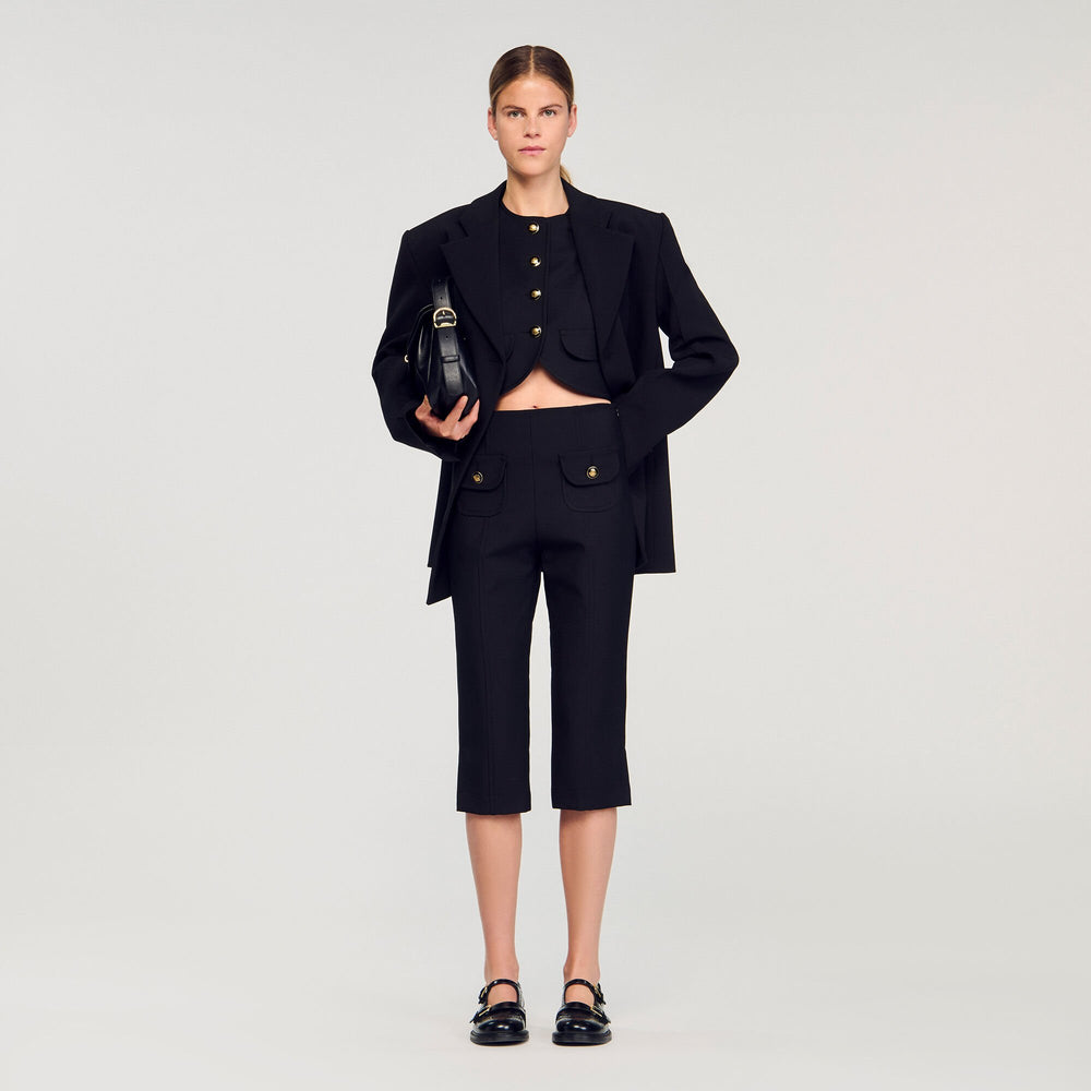 Buttoned crop top Black Sandro Women