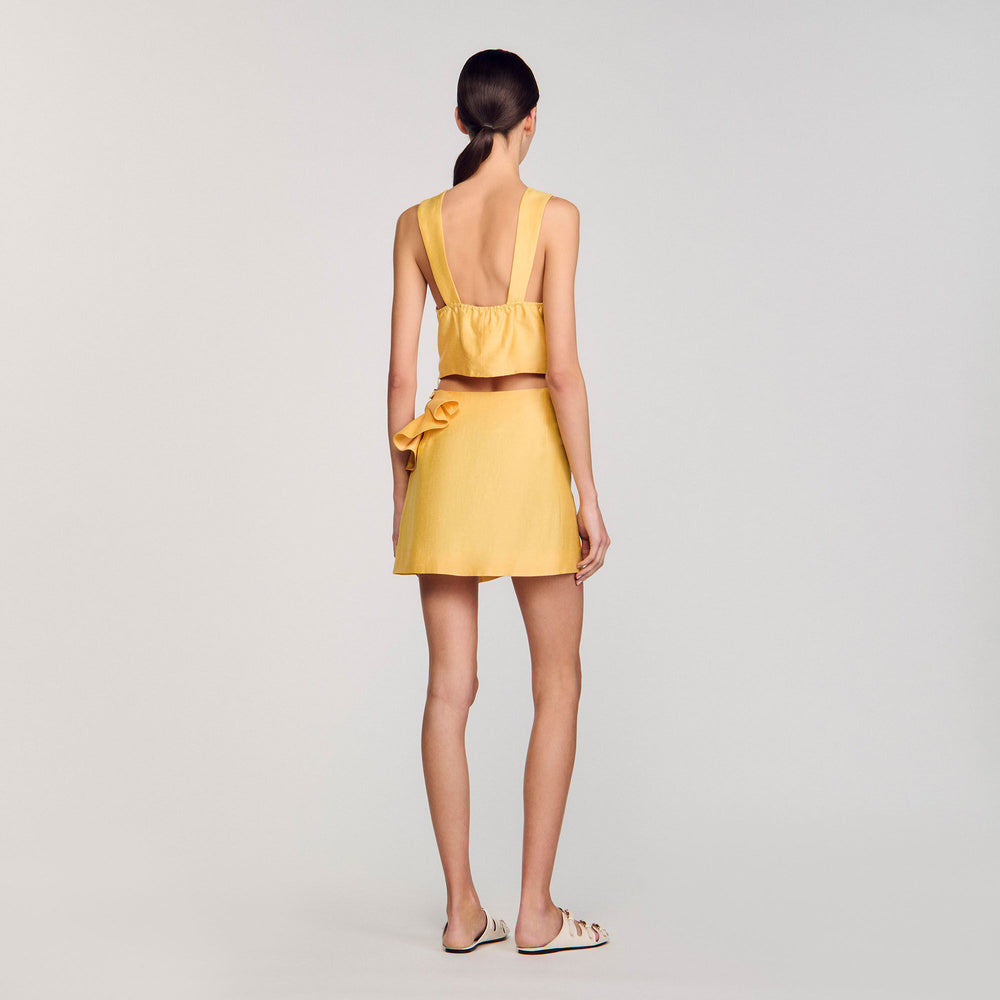 Ruffled flower detailed crop top Straw Sandro Women