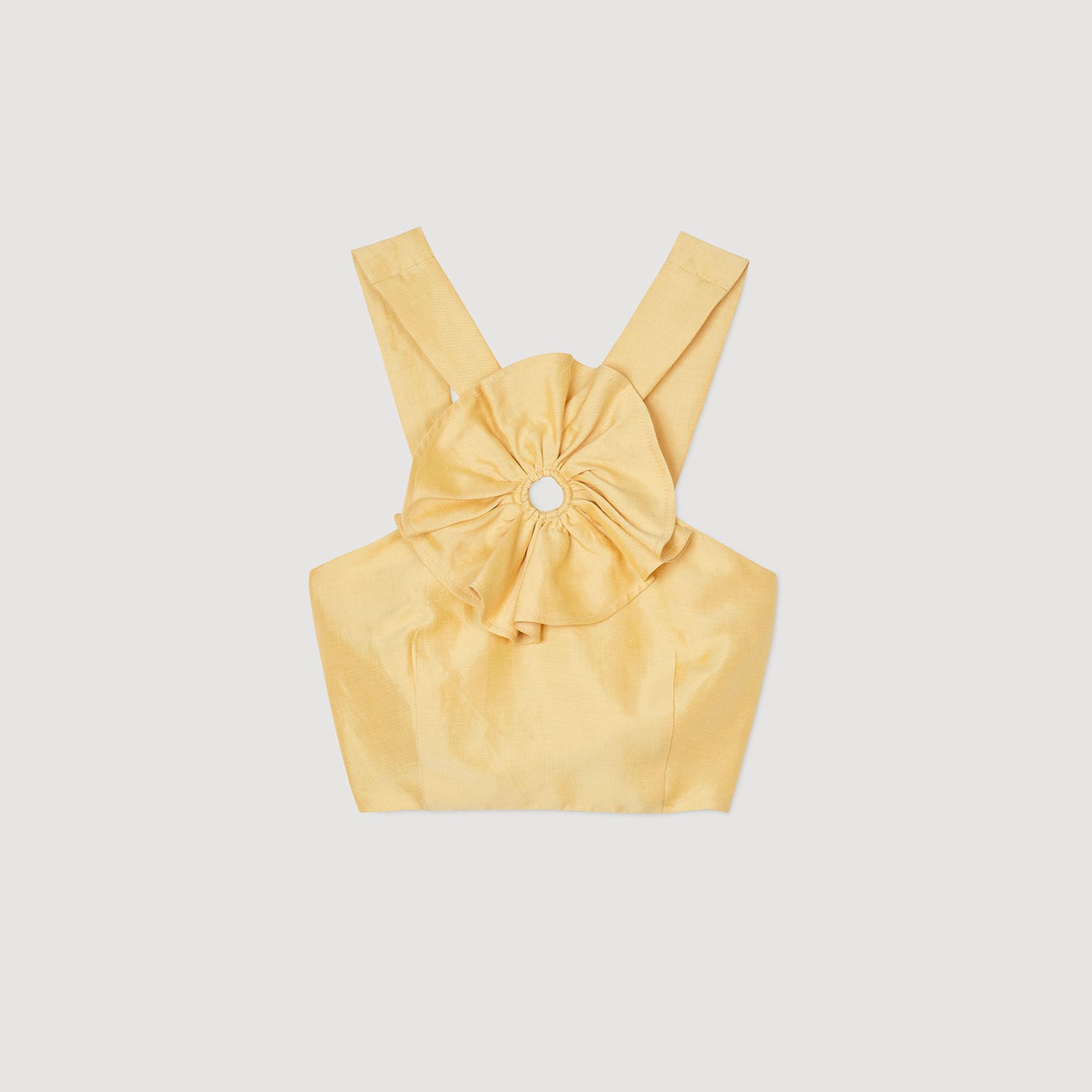 Ruffled flower detailed crop top Straw Sandro Women