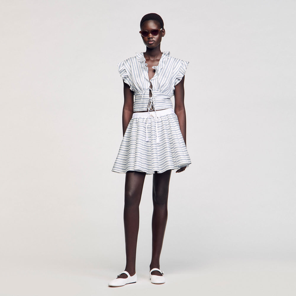 Striped sleeveless crop top Blu / White Sandro Women