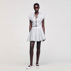 Striped sleeveless crop top Blu / White Sandro Women