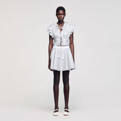 Striped sleeveless crop top Blu / White Sandro Women