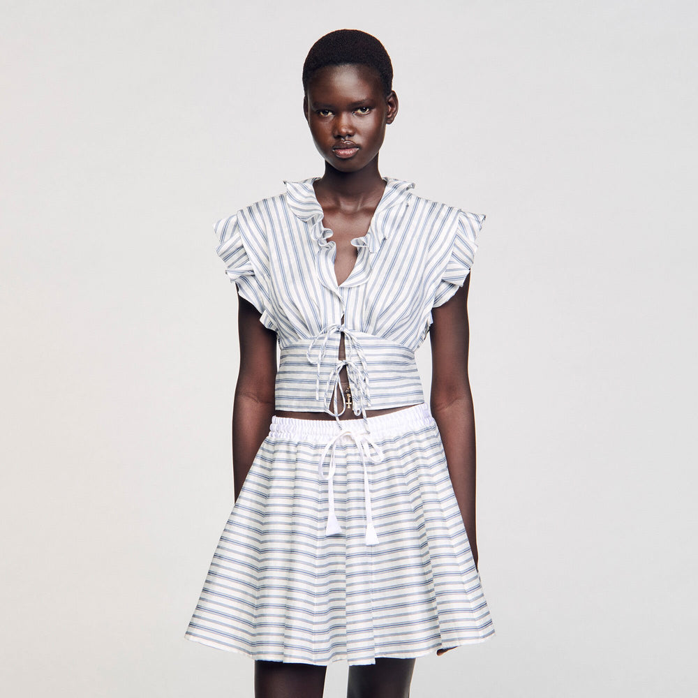Striped sleeveless crop top Blu / White Sandro Women