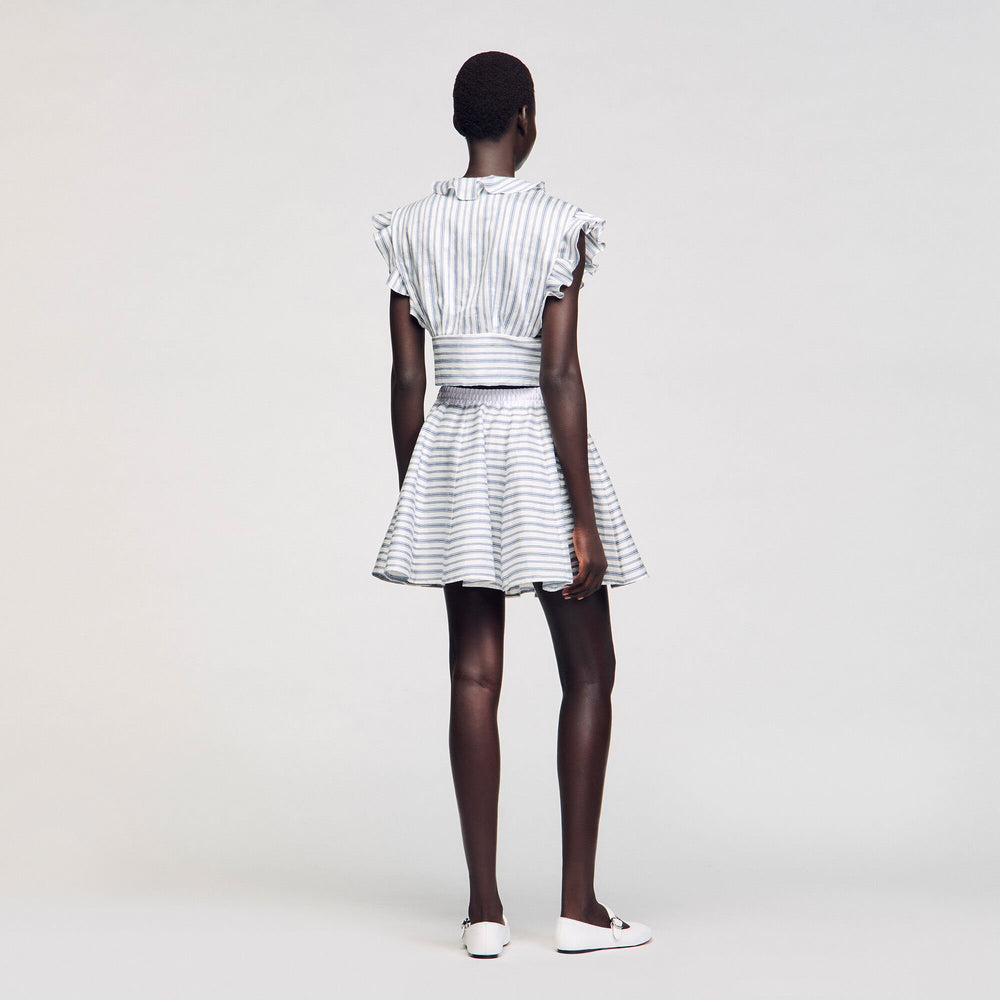 Striped sleeveless crop top Blu / White Sandro Women