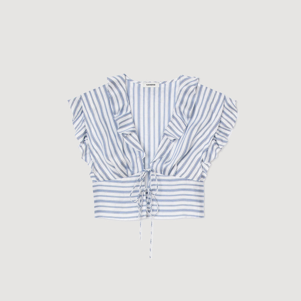 Striped sleeveless crop top Blu / White Sandro Women