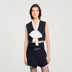 Bow neck crop top Black Sandro Women