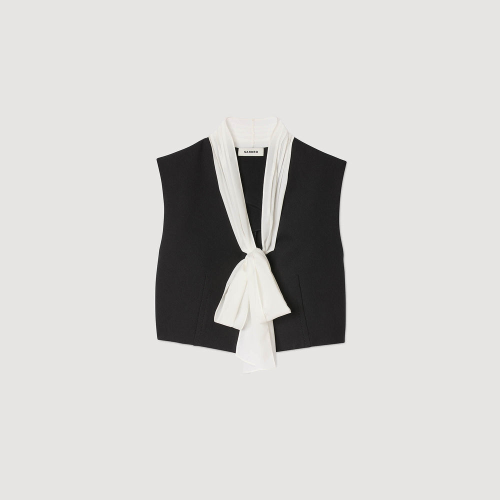 Bow neck crop top Black Sandro Women