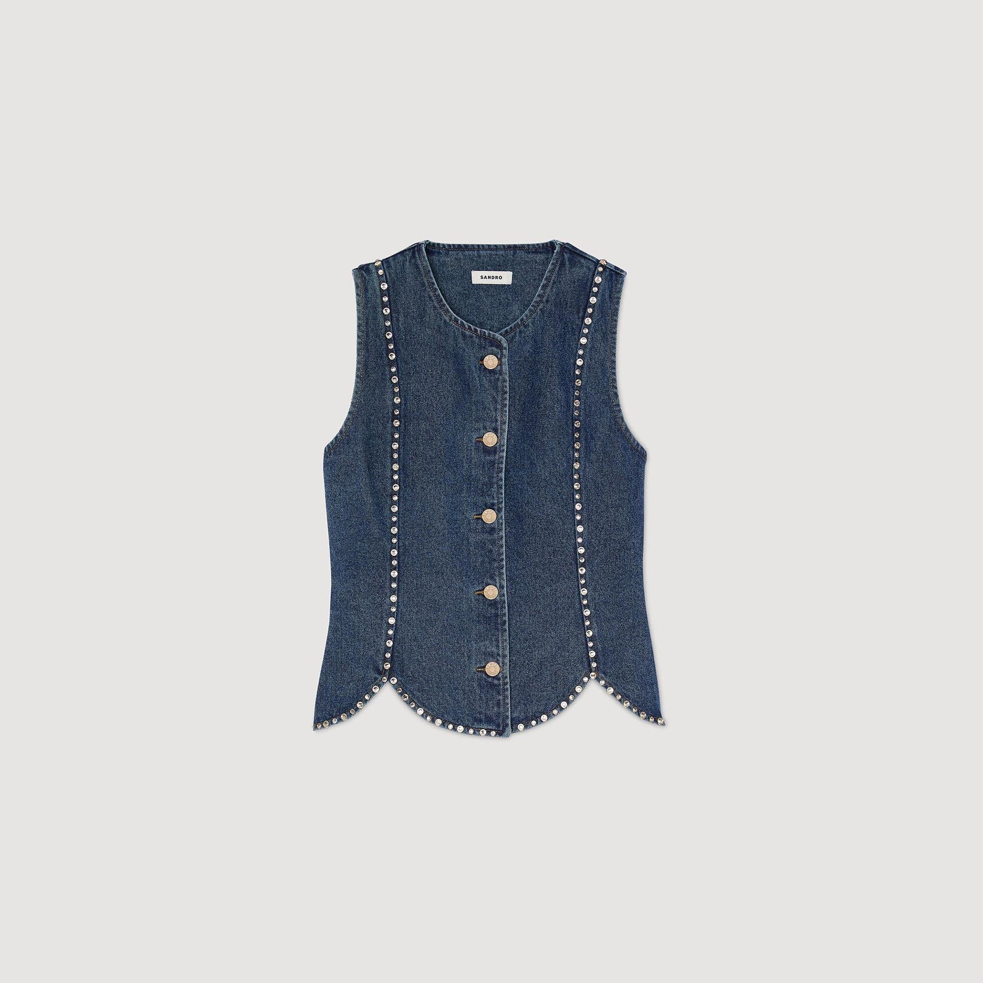 Rhinestone denim top Blue Jean Sandro Women