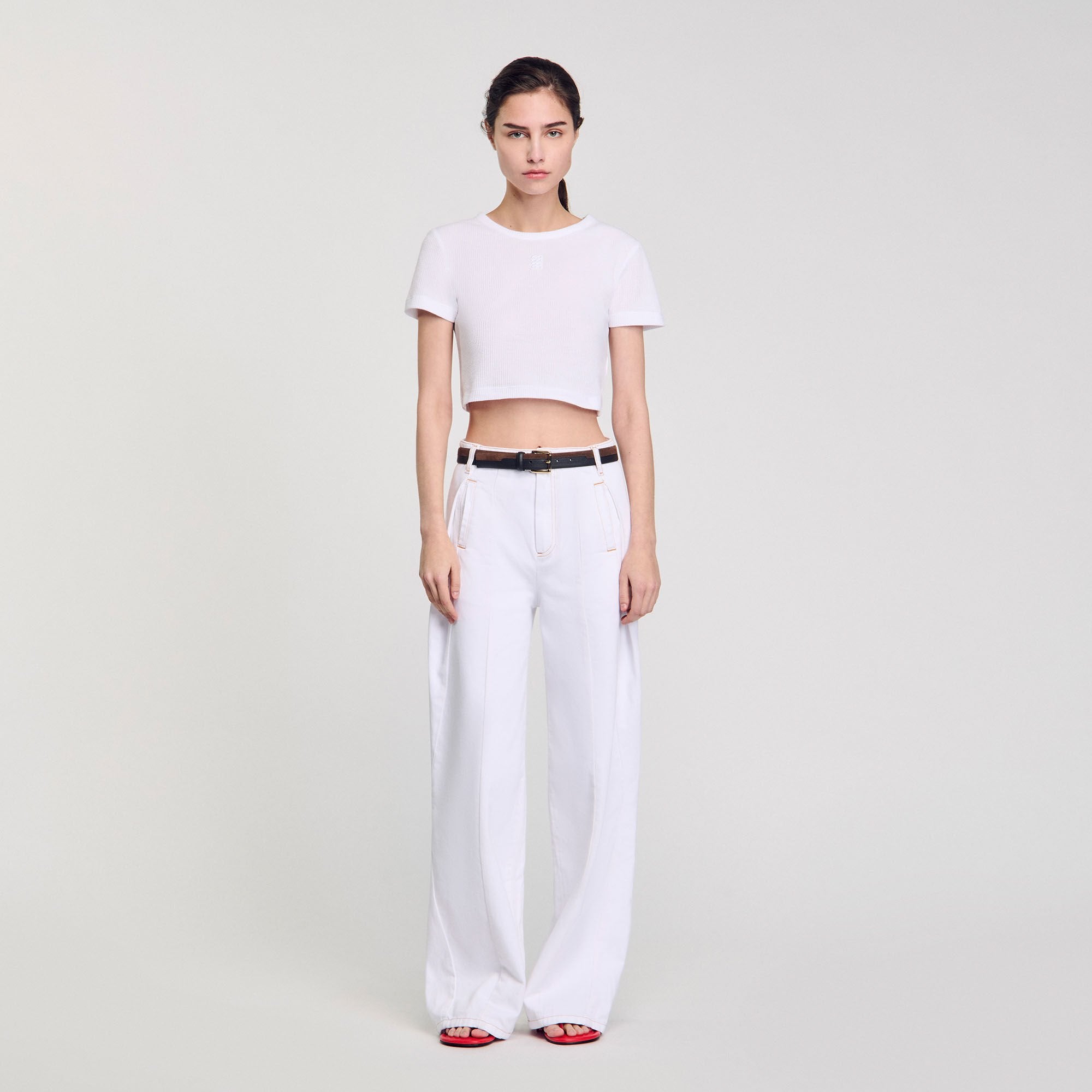 Cropped T-shirt White Sandro Women