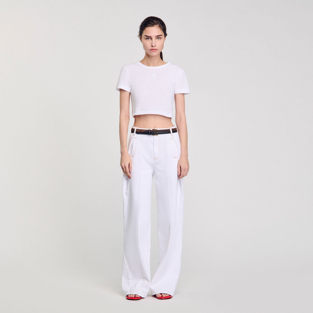 Cropped T-shirt White Sandro Women