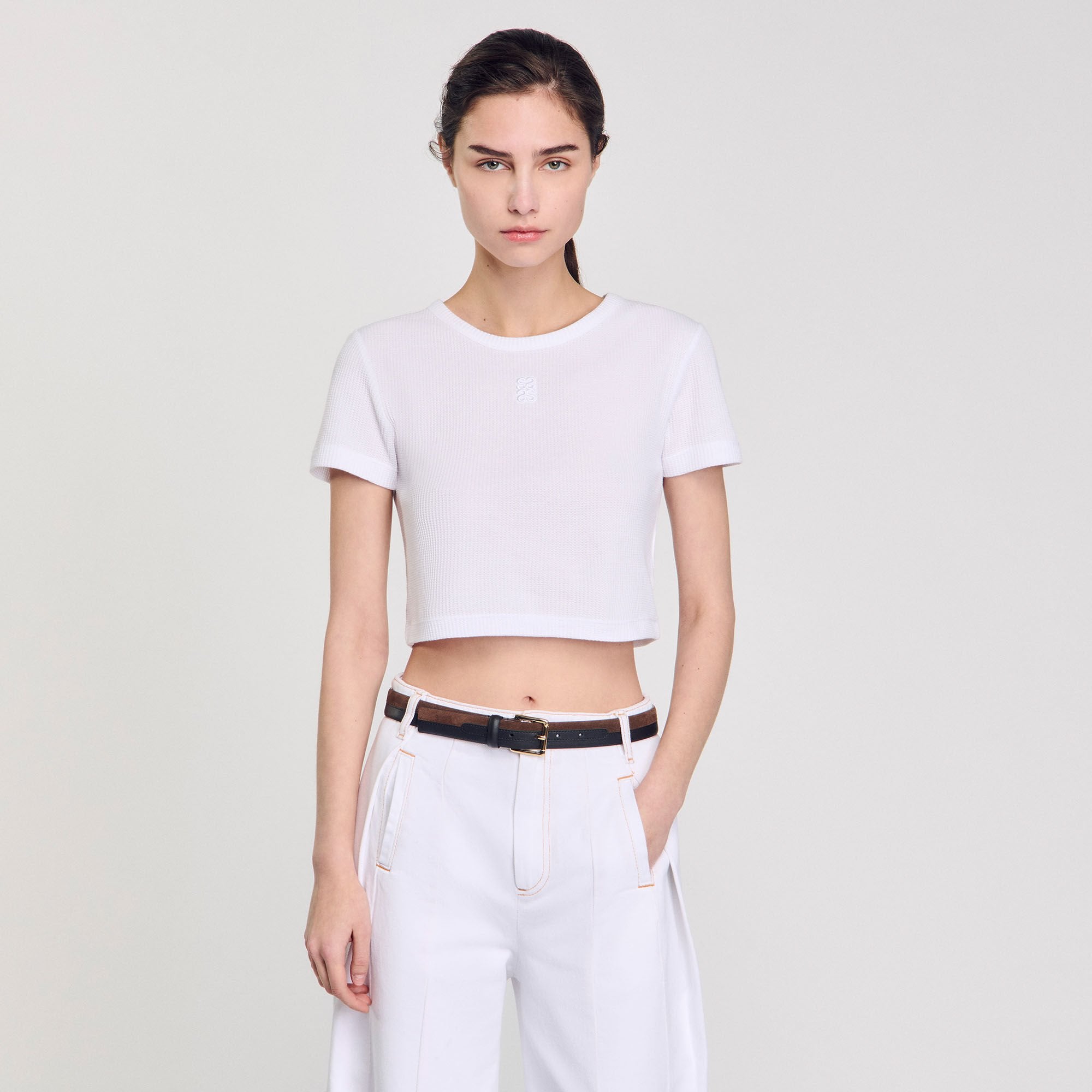 Cropped T-shirt White Sandro Women
