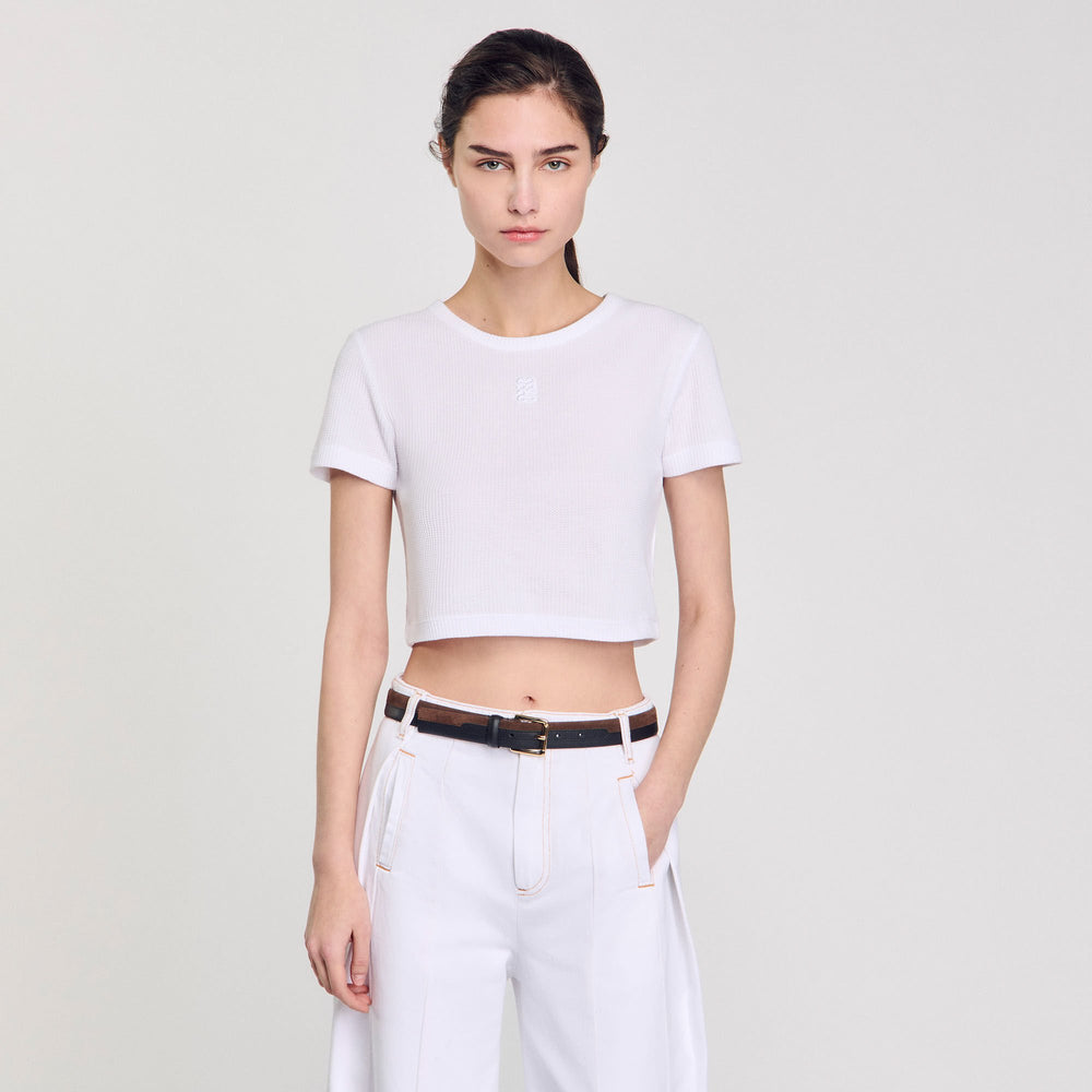 Cropped T-shirt White Sandro Women