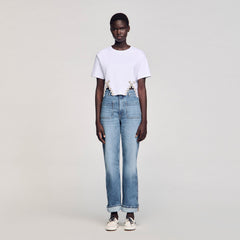 Rhinestone crop top White Sandro Women